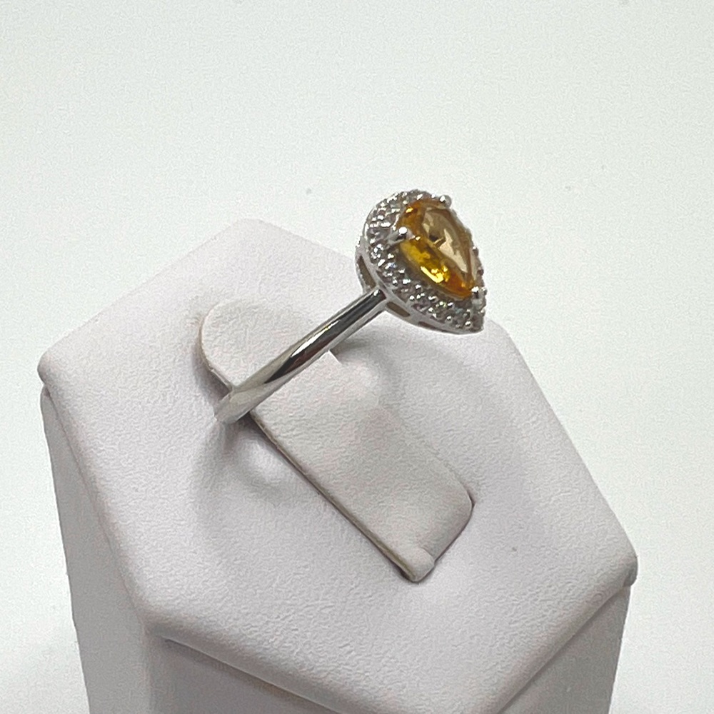 Sale $36 Firm! .925 Sterling Silver Natural Citrine & Cz Ring - Picture 3 of 15